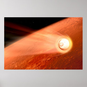 Póster Aeródromo Con Perseverancia Rover Descent To Mars