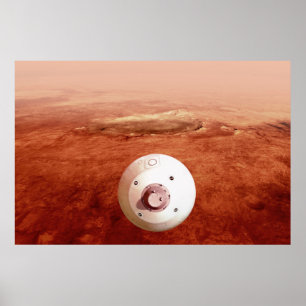 Póster Aeródromo Con Perseverancia Rover Descent To Mars