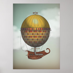 Póster Aerolíneas aerostáticas Nautisme Steampunk Travel
