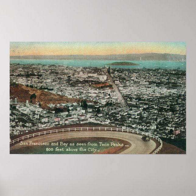 Póster Aerolíneas de la ciudad desde los picos gemelos (Frente)