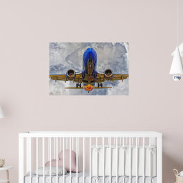 Póster Aerolíneas en aproximación final con cielos muy nu