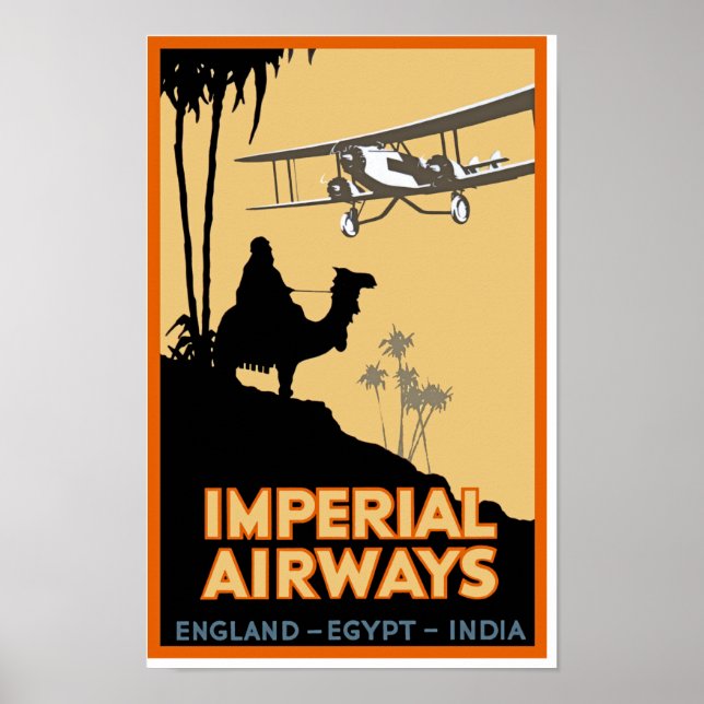 Póster Aerolíneas imperiales ~ Inglaterra - Egipto - Indi (Frente)