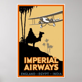 Póster Aerolíneas imperiales ~ Inglaterra - Egipto - Indi