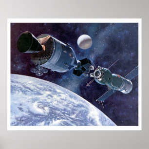 Póster Aeronave espacial Apollo Soyuz de acoplamiento AST