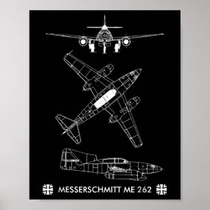 Póster Aeronaves alemanas de la Segunda Guerra Mundial Me