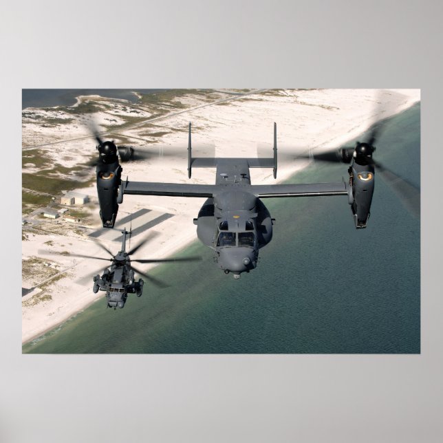 Póster Aeronaves bajas CV-22 Osprey y MH-53 (Frente)