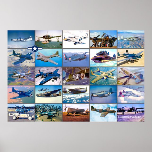 PÓSTER AERONAVES DE COMBATE DE LOS EE.UU. - "MONTAJE" DE  (Frente)