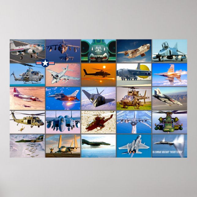 PÓSTER AERONAVES DE COMBATE ESTADOUNIDENSE - "MONTAJE" DE (Frente)