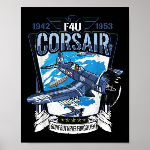 Póster Aeronaves de combate militares estadounidenses F4u