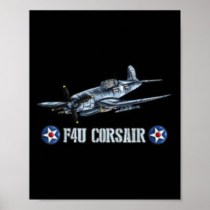 Póster Aeronaves de combate militares Wwii F4u Cor de la 