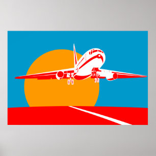 Póster aeroplano plano del Jumbo que saca el poster