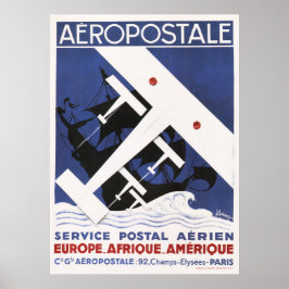 Póster AEROPOSTALE Avión viejo postal Poster Art Deco
