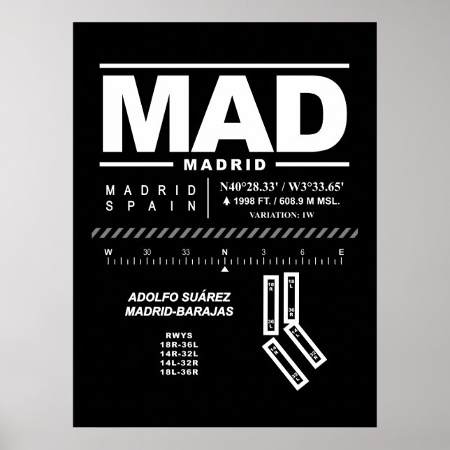 Póster Aeropuerto Adolfo Suárez Madrid-Barajas MAD (Frente)