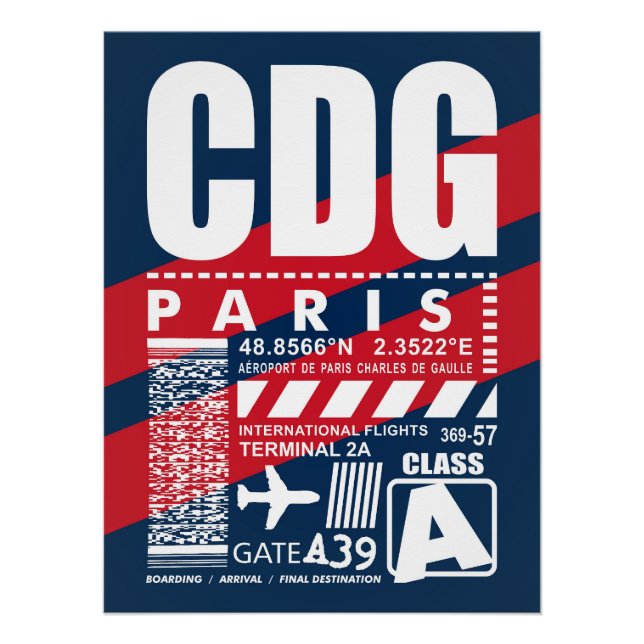 Póster Aeropuerto CDG París (Anverso)