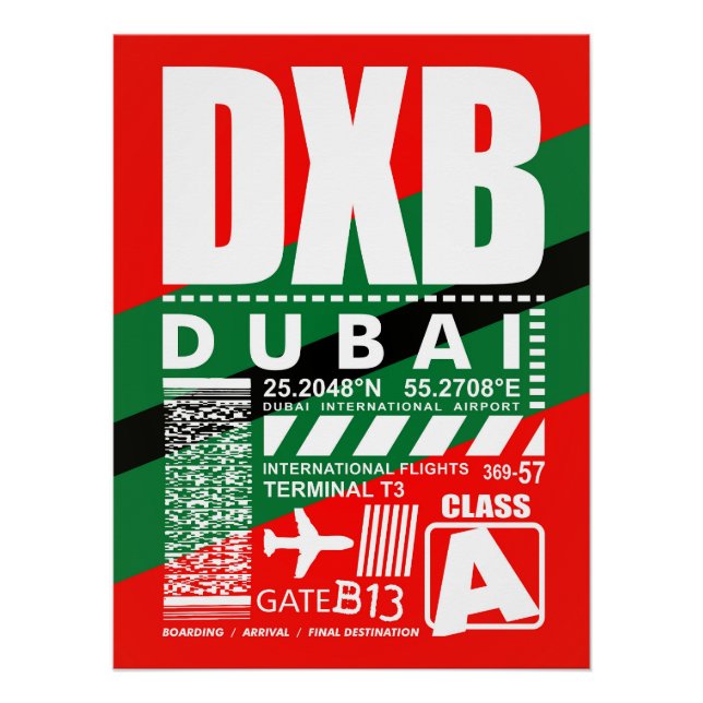 Póster Aeropuerto de Dubai DXB (Anverso)