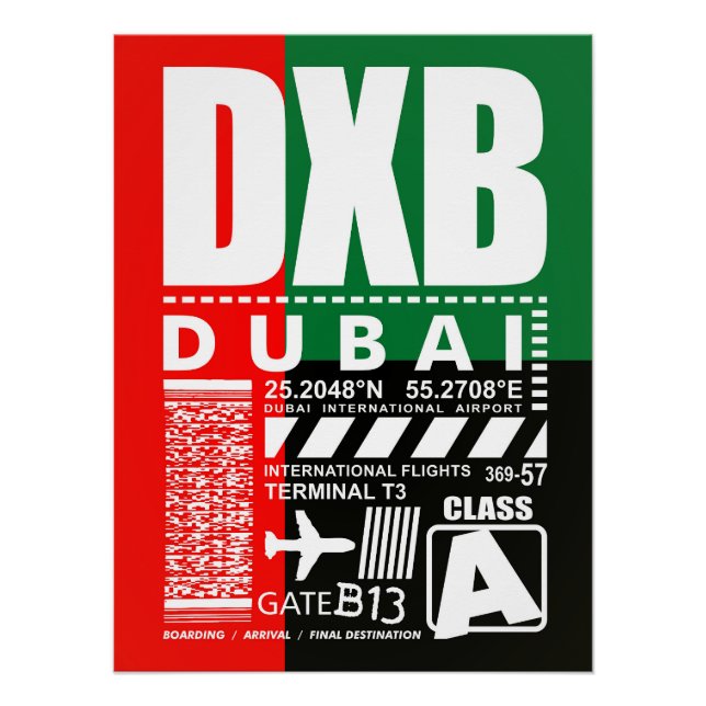 Póster Aeropuerto de Dubai DXB (Anverso)