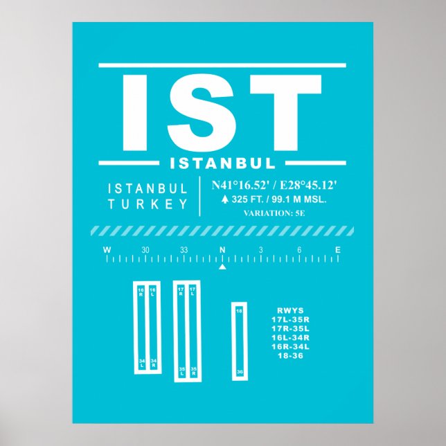 Póster Aeropuerto de Estambul IST  (Frente)