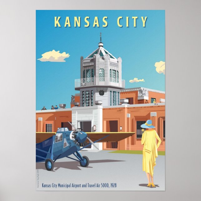 Póster Aeropuerto de Kansas City Art Deco (Frente)