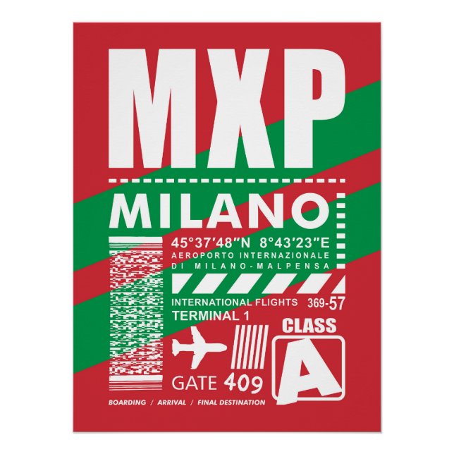 Póster Aeropuerto de Milán MXP (Anverso)
