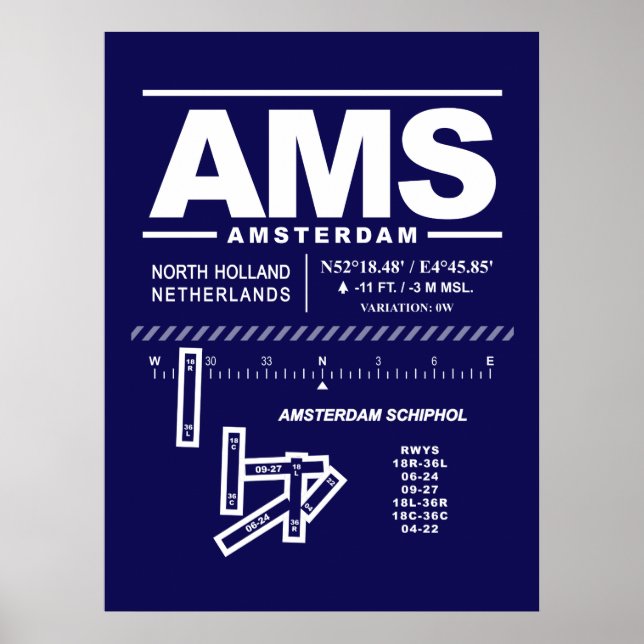 Póster Aeropuerto de Schiphol en Ámsterdam (Frente)