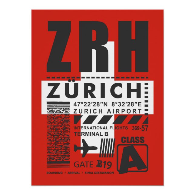 Póster Aeropuerto de ZRH Zurich (Anverso)