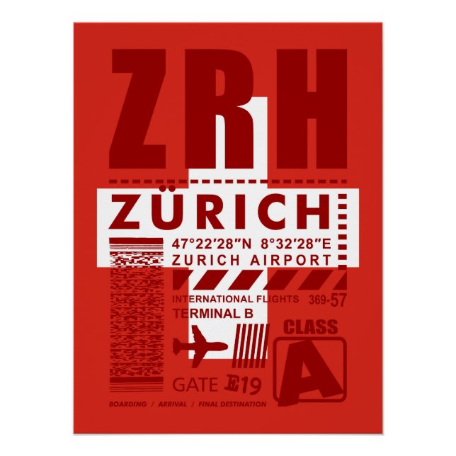 Póster Aeropuerto de ZRH Zurich (Anverso)