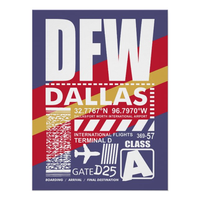 Póster Aeropuerto DFW Dallas (Anverso)