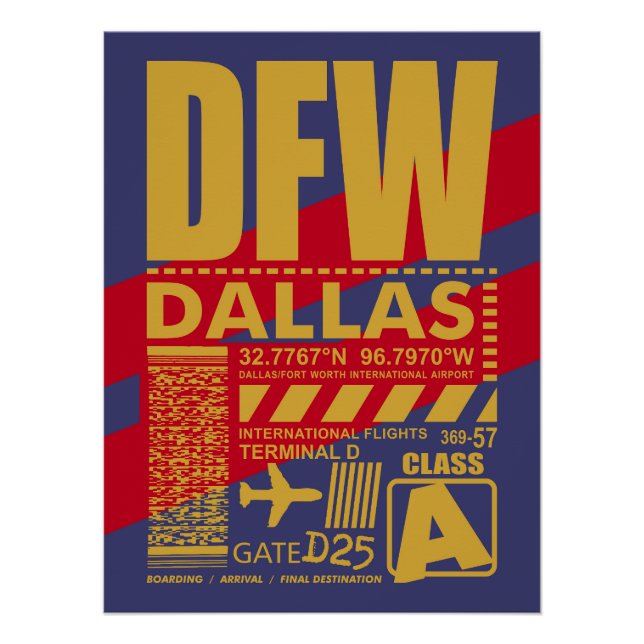 Póster Aeropuerto DFW Dallas (Anverso)