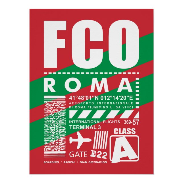 Póster Aeropuerto FCO de Roma, (Anverso)
