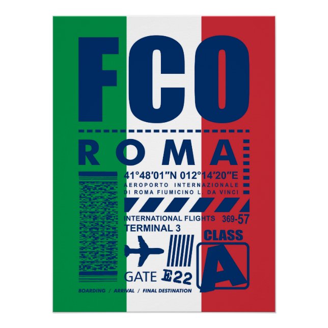Póster Aeropuerto FCO de Roma, (Anverso)