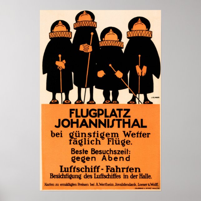 Póster AEROPUERTO FLUGPLATZ JOHANNISTHAL por Julius Kling (Frente)