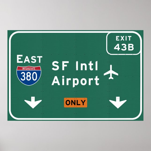 Póster Aeropuerto I-380 E de San Francisco CA SFO - (Frente)