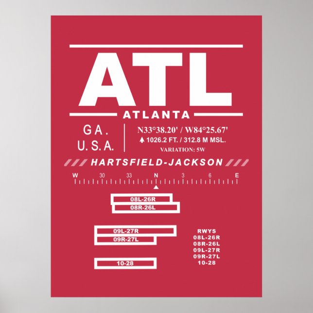 Póster Aeropuerto Internacional ATL de Hartsfield-Jackson (Frente)
