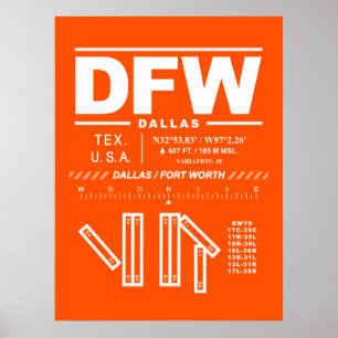Póster Aeropuerto Internacional de Dallas Fort Worth