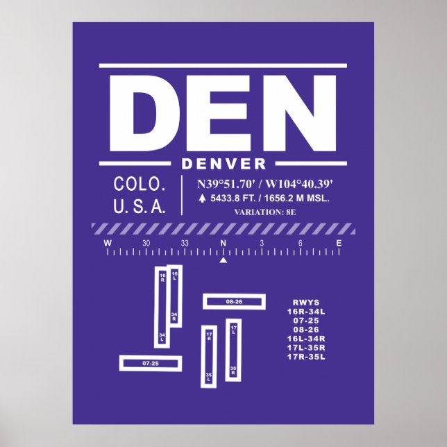 Póster Aeropuerto Internacional de Denver DEN (Frente)