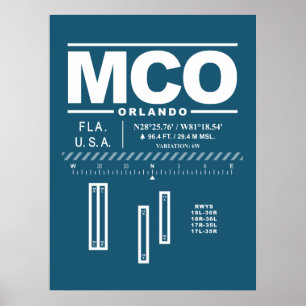 Póster Aeropuerto Internacional de Orlando MCO