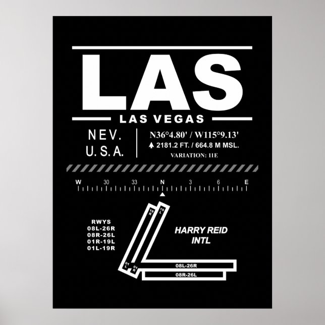 Póster Aeropuerto Internacional Harry Reid LAS (Frente)
