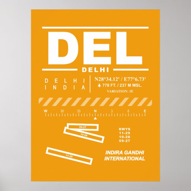 Póster Aeropuerto Internacional Indira Gandhi (Frente)