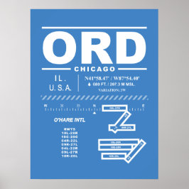 Póster Aeropuerto Internacional O'Hare de Chicago