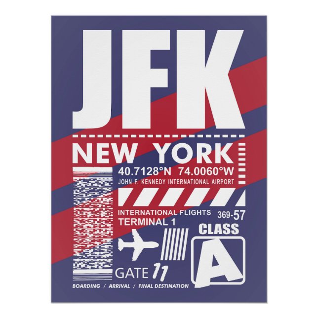 Póster Aeropuerto JFK de Nueva York (Anverso)