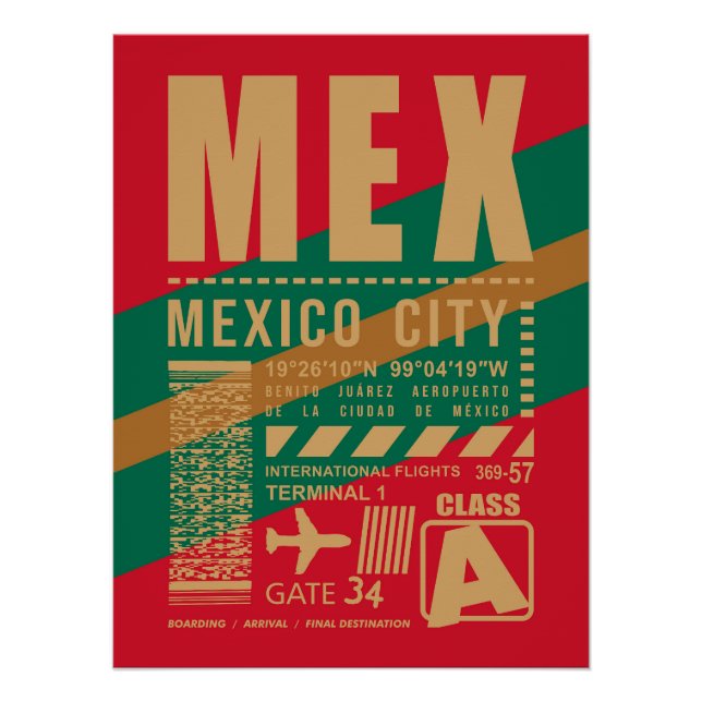 Póster Aeropuerto MEX de la Ciudad de México (Anverso)