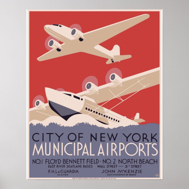 Póster Aeropuerto Municipal de la ciudad de Nueva York Po (Frente)