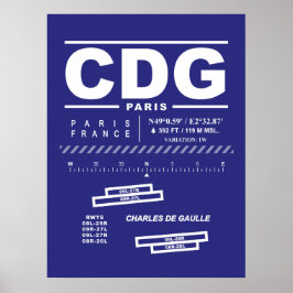 Póster Aeropuerto Paris Charles De Gaulle CDG 