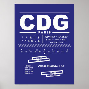 Póster Aeropuerto Paris Charles De Gaulle CDG