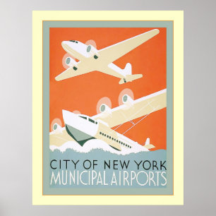 Póster Aeropuertos municipales de la ciudad de Nueva York