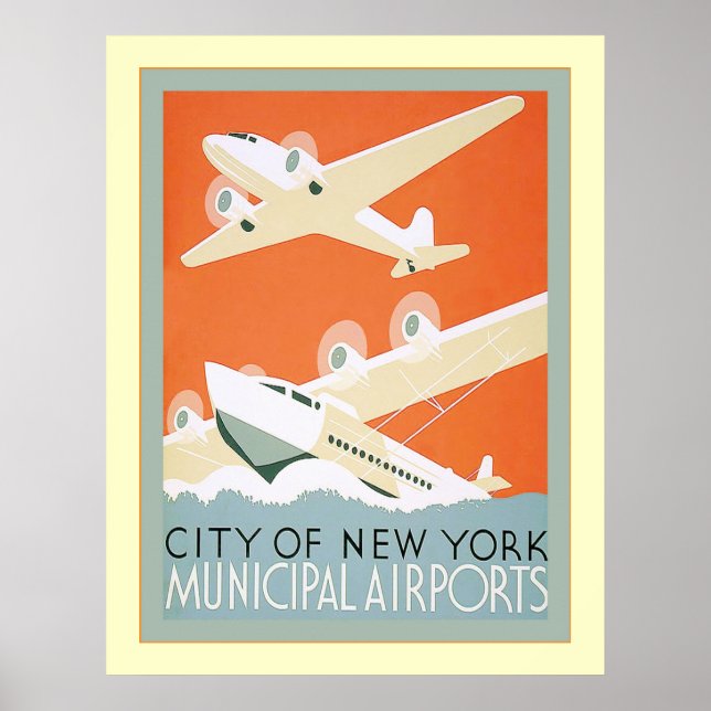 Póster Aeropuertos municipales de la ciudad de Nueva York (Frente)