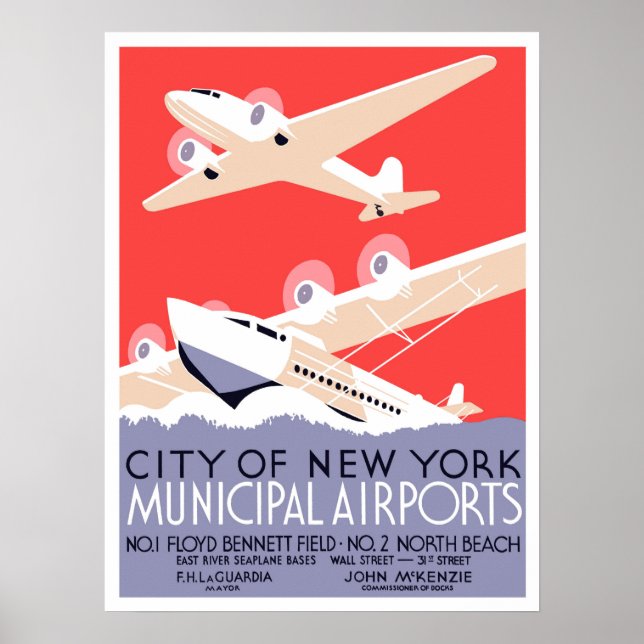 Póster Aeropuertos Municipales de Nueva York (Frente)
