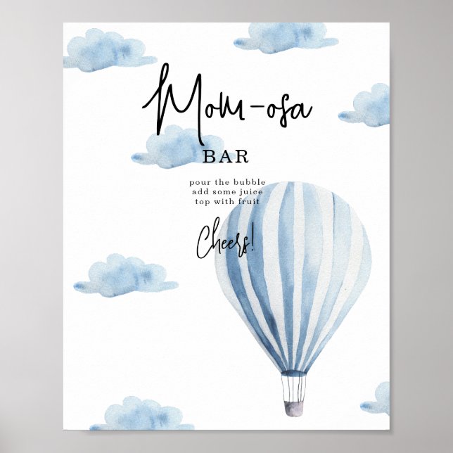 Póster Aerostato azul - barra de mamá-osa (Frente)