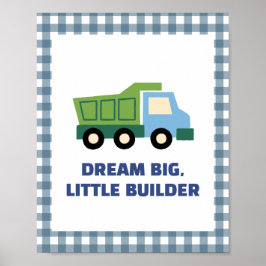 Póster Aesthetic Gingham Border Construction Nursery Wall