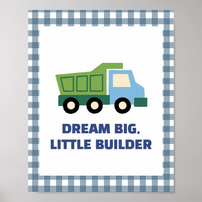 Póster Aesthetic Gingham Border Construction Nursery Wall (Frente)